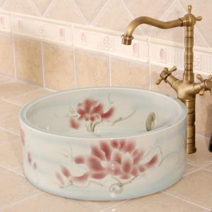 RYXW561 Flower design Ceramic garden outdoor sink