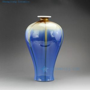 RZEK02 13.6" Jingdezhen Transmutation glazed porcelain vase blue Mei shape