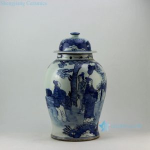 RZEY05 17.5" Painted blue and white lady ginger jars