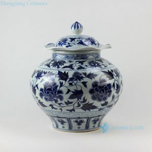 RZEZ02-A 15.5" Ming dynasty reproduction Blue and white floral Jars