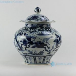 RZEZ02-B 15.5inch Ming reproduction soldier design blue and white Jars
