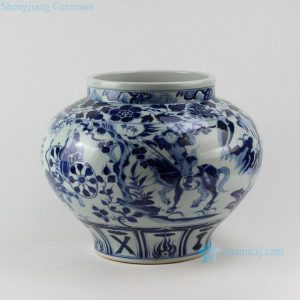 RZEZ02-E 14.5" Guigu zi design blue and white Ming reproduction Porcelain Jars