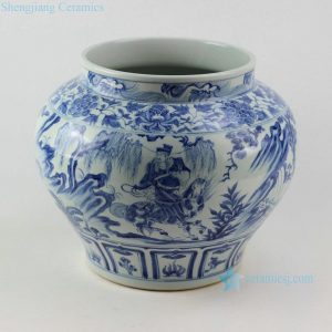 RZEZ03 13.6" High quality reproduction Xiaohe chase Hanxin design blue and white Ming Porcelain Jar