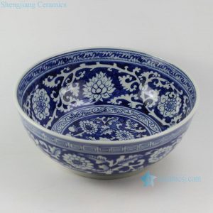 RZEZ04 15.3" Reproduction blue and white Ming Porcelain floral Bowl