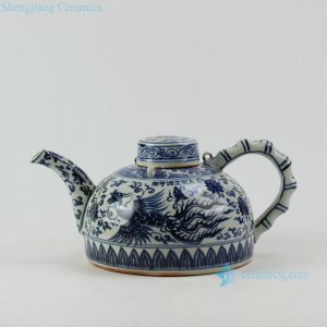 RZEZ05 8" Reproduction Ming blue and white bamboo phoenix Porcelain pot