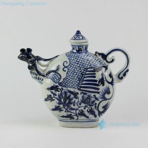 RZEZ06 10.5" Ming Reproduction blue and white phoenix head Porcelain pots