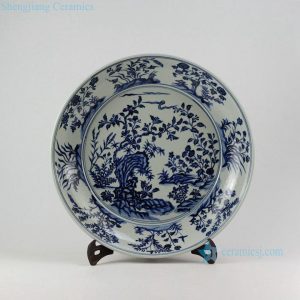 RZEZ09-C 16" Ming Reproduction blue and white floral Porcelain plates