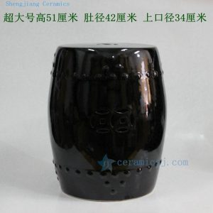 RYIR108-A 20inch Big Black Ceramic Garden Stoolk