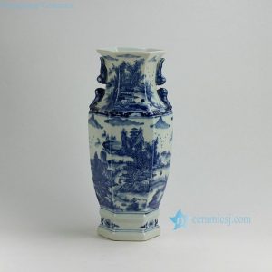 RYUK18 16.7" Landscape design Blue & White Vases