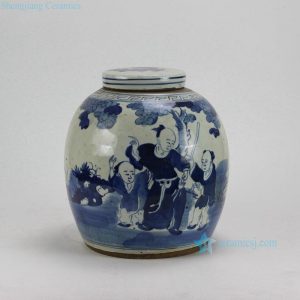 RZEY05-B Children design Blue and White Lidded Jars