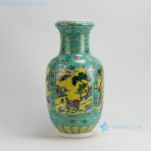 RZFA05 H16.3Inch Jingdezhen hand painted animal design Famille rose porcelain vases