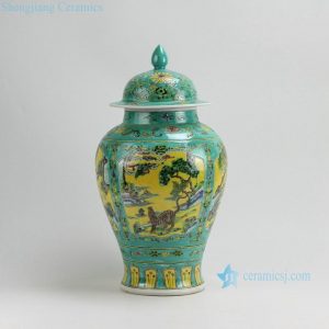 RZAF07 H18" Jingdezhen hand painted Famille rose animal design porcelain ginger jar