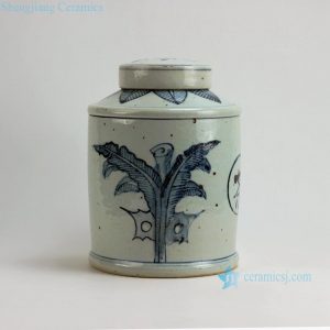 RZFB05 H11" Jingdezhen blue and white tea tin jars