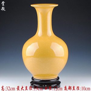 Yellow Crackle Ceramic Flower Vases