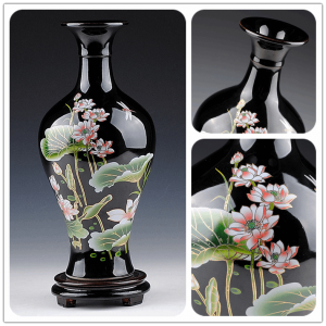 Bright Black Ceramic Flower Vases
