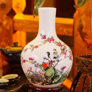 Colorful Chinese Flower bird Ceramic Vases