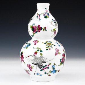Flower and Crane design Ceramic Vases