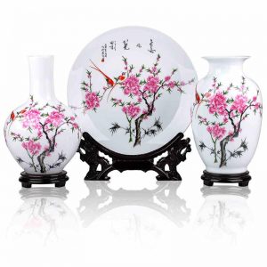Set of 3 Ceramic Vases and Plates