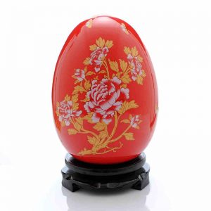 Chinese Red Ceramic Decorative Vases and Eggs