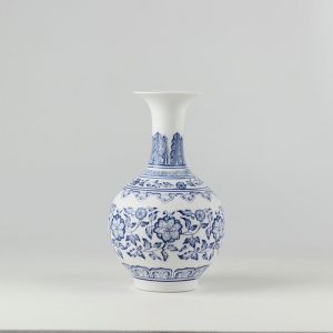 C86 White and Blue Unglazed Ceramic Vases