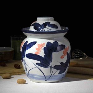 C87-1 Set of 6 Nice Flower design Ceramic Pickle Jars