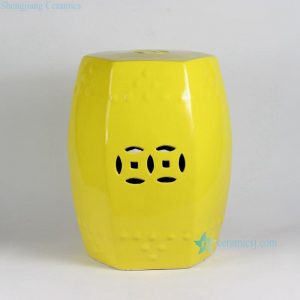 RYIR109-A  RYIR109-B/C 17inch Yellow 6 sided Ceramic Garden Stool