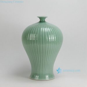 RYKB99-A 16" Bamboo design Celadon green Meipin Vase
