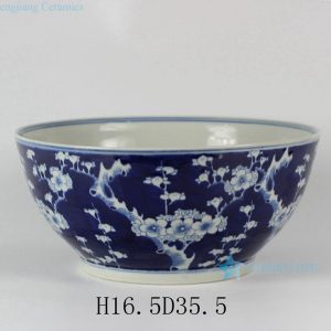 RYLU26-A D14" Plum Blossom Blue and White Porcelain Bowl
