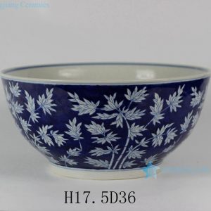 RYLU26-B 14" Bamboo Design Blue and White Porcelain Bowls