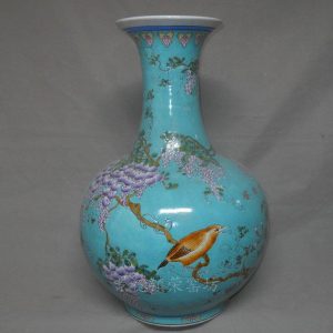 RYRK06 h21.5" Blue Grape Bird Porcelain Vases