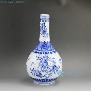 RZFD01 14.5"  Jingdezhen Qing dynasty Kangxi period reproduction Bright Blue White  Peach design Porcelain Vases