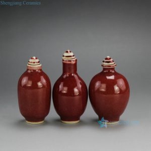 2L02-A Oxblood Red Ceramic Snuff Bottle