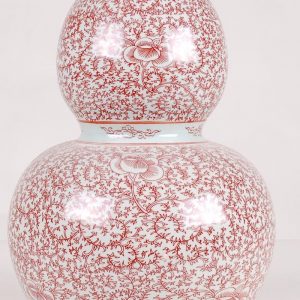 Red floral Ceramic Gourd Vase