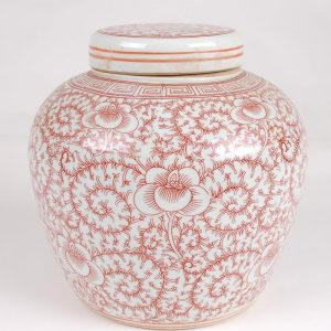 Red floral Ceramic Jar