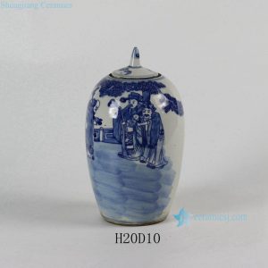 RYLU53 8" Small Blue and White Ceramic Pots