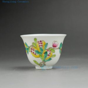 RYNY08 Hand Painted Famille rose Tea Cups