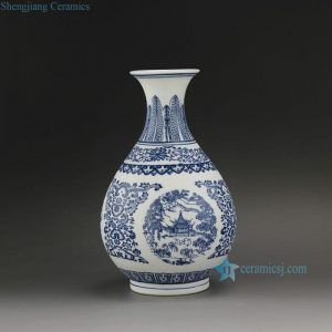 RYUJ18 9.5" Blue White Unglazed Ceramic Vase