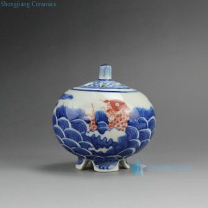 RZBP04 Blue and White Ceramic Burner Sea Fish Design