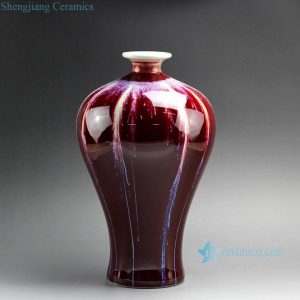 RZCN01-B 12" High temperature Transmutation Glazed Red Ceramic Vase