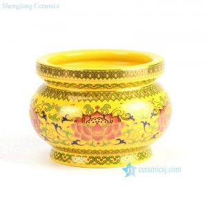 RYIA11 D6" Yellow background Flower design Fishbowl