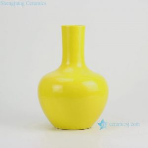 RYKB134 H13" Solid Bright Yellow Ball Ceramic Vase