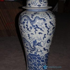 RYLU61 43inches Blue and White Dragon design Porcelain Ginger Jar