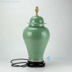 DS36-RYMA   Bamboo pattern engraved celadon glazed ceramic table lamp
