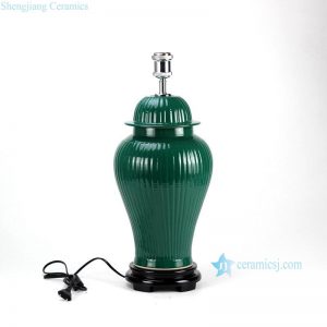 DS58-RYMA  Dark green bright surface bamboo style oriental jar lamp