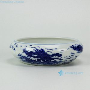 RYIQ26    Blue and white water towns in southern yangtze river pattern small ceramic plant pot