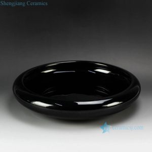 RYIQ27-B  Plain color glaze black ceramic garden pot