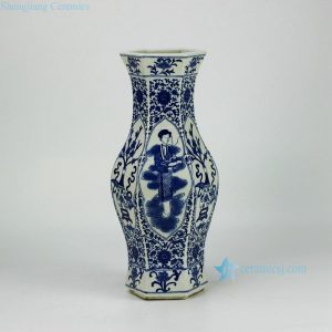 RYJF46-OLD    Antique maiden flower pattern blue and white ceramic vase for sale