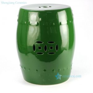 RYKB111-C    Plain color glazed green ceramic cheap stool