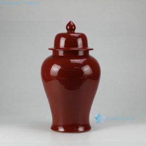 RYKB115-D     Oxblood solid color glazed ceramic temple jar for sale