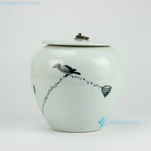 RYKB130   Bird and lotus seed pattern elegant wholesale cookie jar